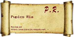 Pupics Ria névjegykártya